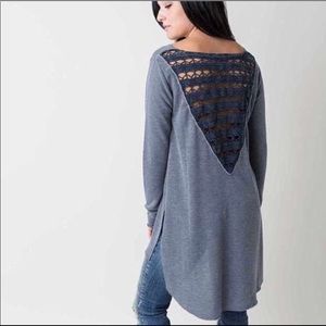 Gilded Intent Crochet Back Sweatshirt/Tunic